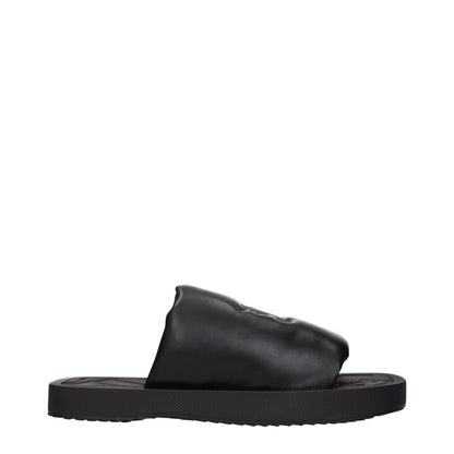 Black Leather Slippers Sandals