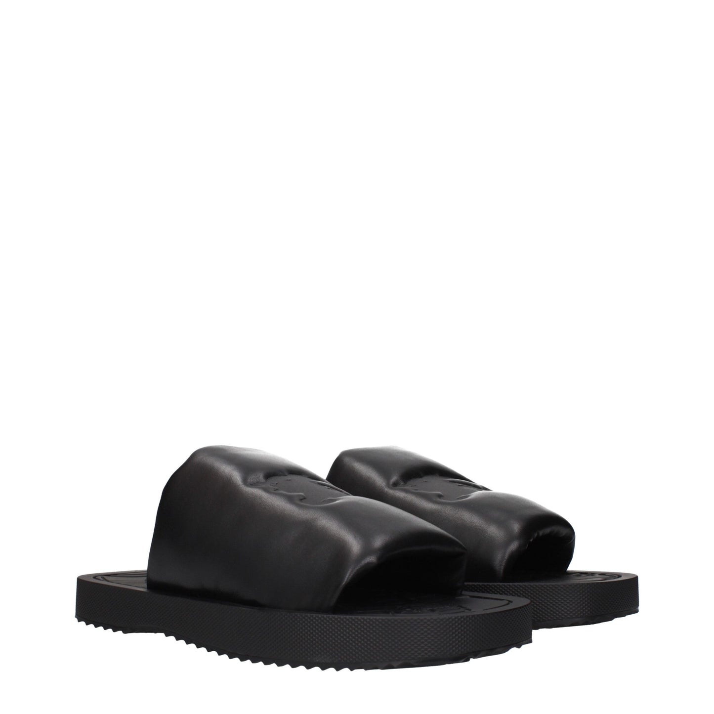 Black Leather Slippers Sandals