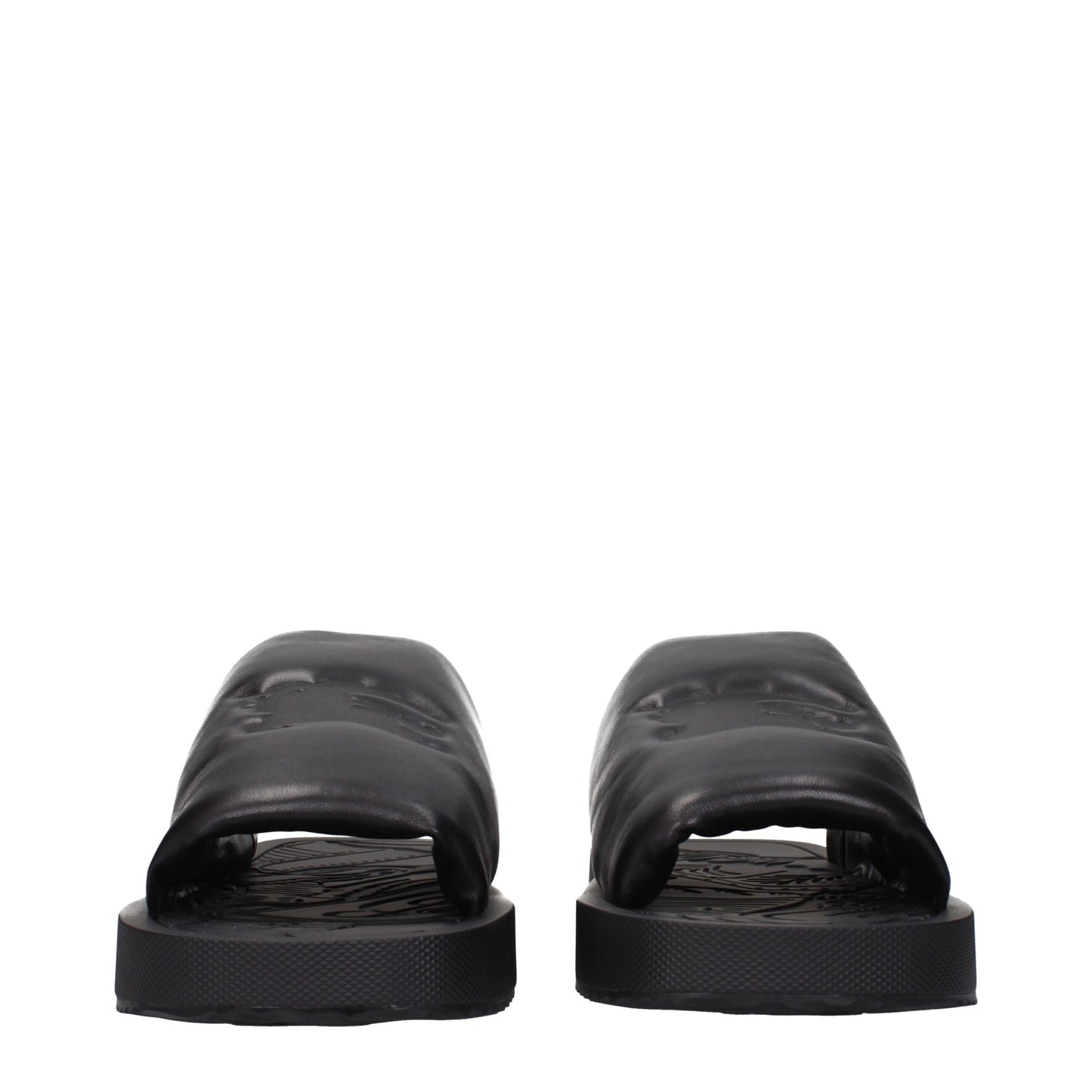 Black Leather Slippers Sandals