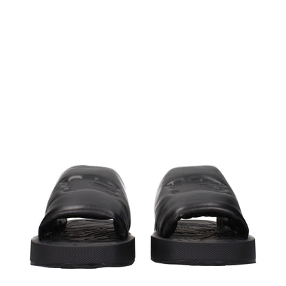 Black Leather Slippers Sandals