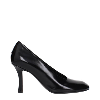 Black Leather High Heel Pumps
