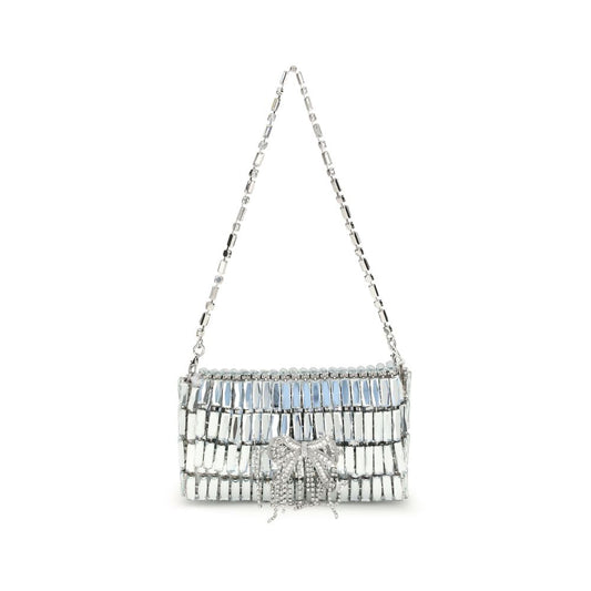 Silver crystal bow mini Shoulder Bag