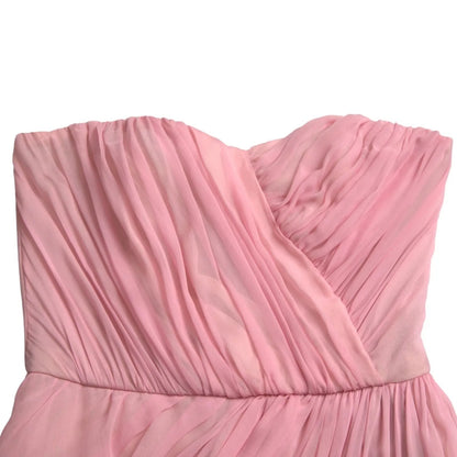 Pink Silk Strapless Maxi A-line Gown Dress