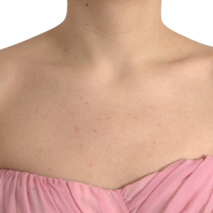 Pink Silk Strapless Maxi A-line Gown Dress