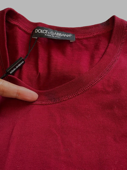 Red Logo Tape Cotton Crew Neck T-shirt