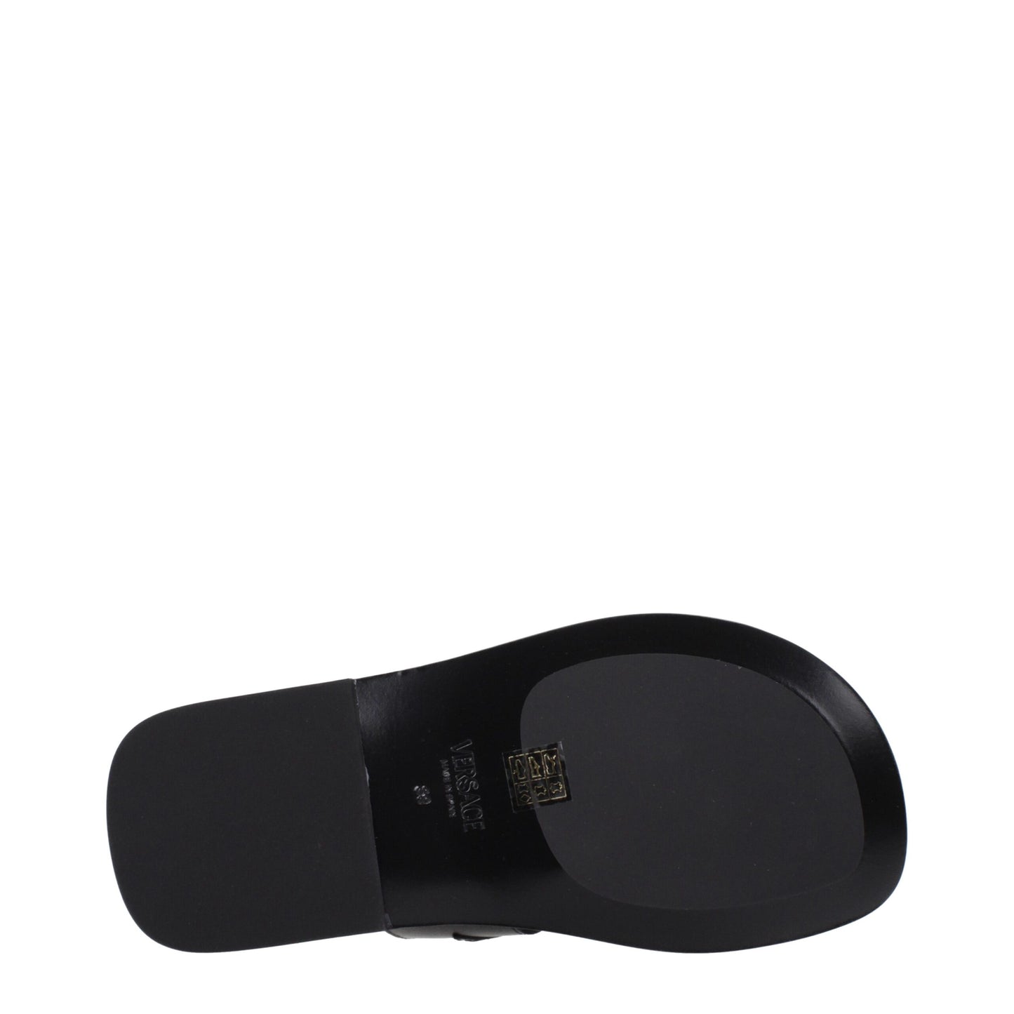 Black Leather Flip-Flop Sandals