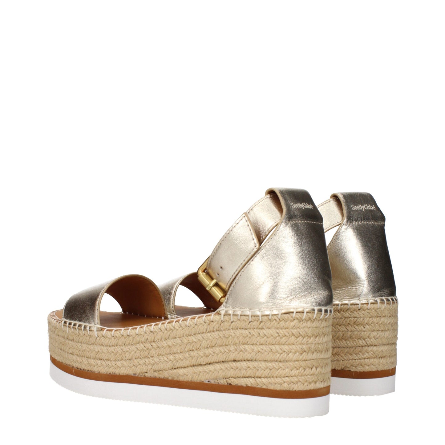Gold Leather Wedges Sandals