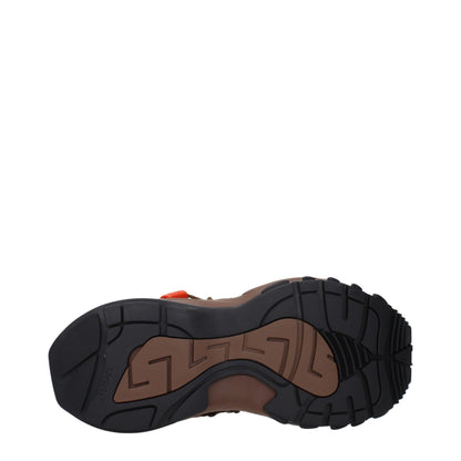 Brown Fabric Athletic Sneakers