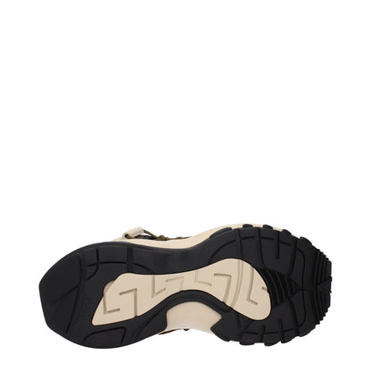 Beige Leather Athletic Sneakers