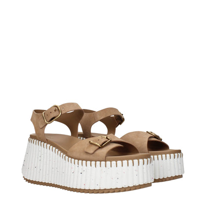 Brown Leather Platforms