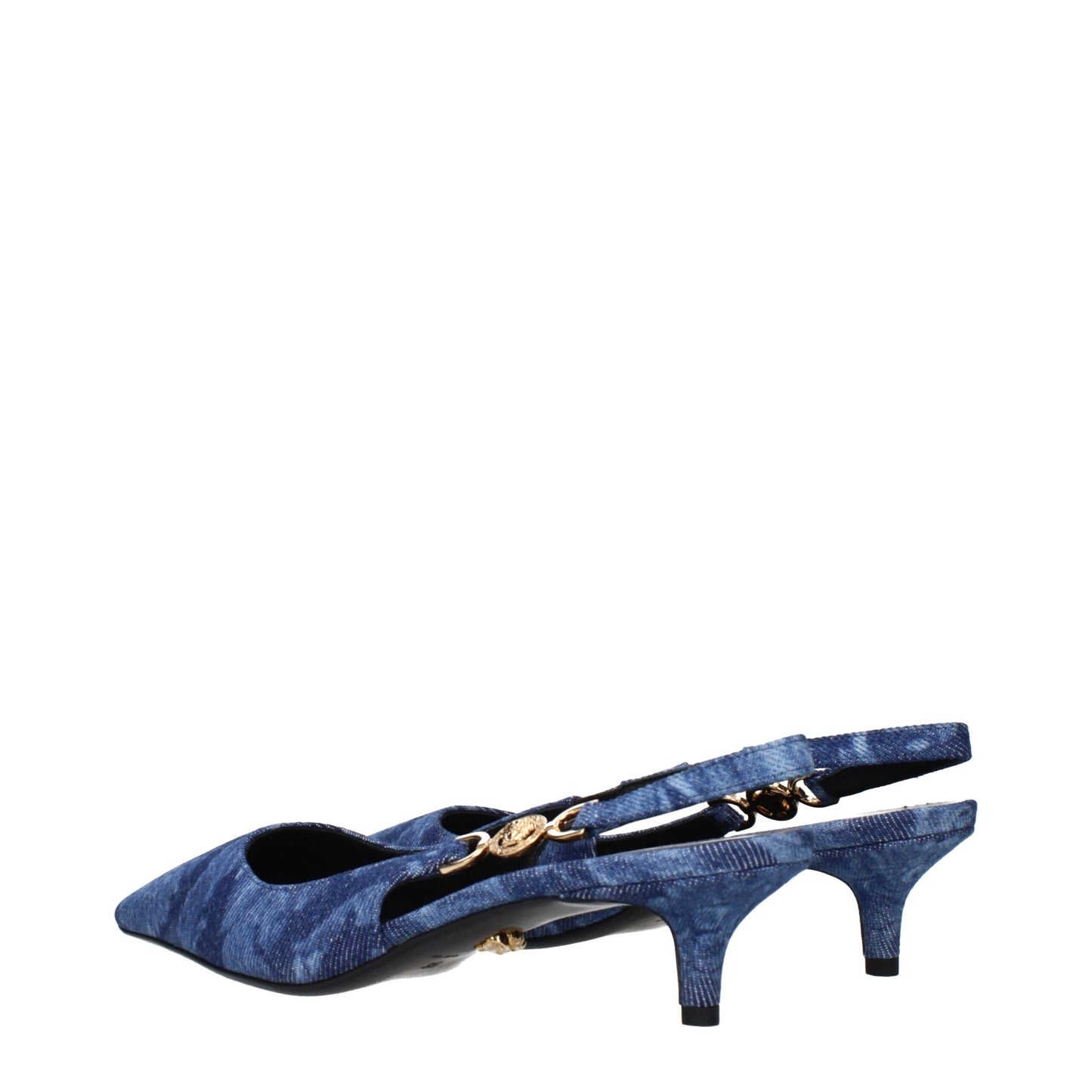 Blue Fabric Flat Sandals
