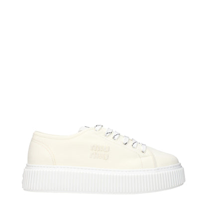 Beige Fabric Platform Sneakers