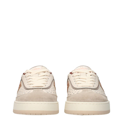 Beige Leather Low Tops