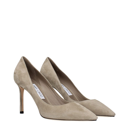 Gray Leather High Heel Pumps
