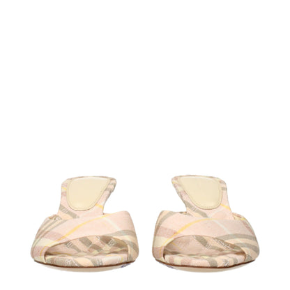 Pink Fabric Stiletto Heels Sandals