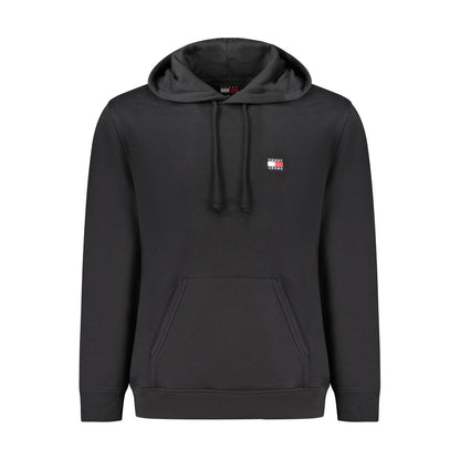 "Black Cotton Men Sweater with Central Pocket"