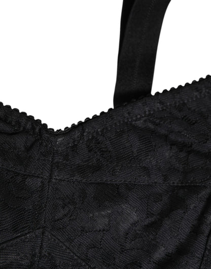 Black Stretch Nylon Bustier Bra Underwear