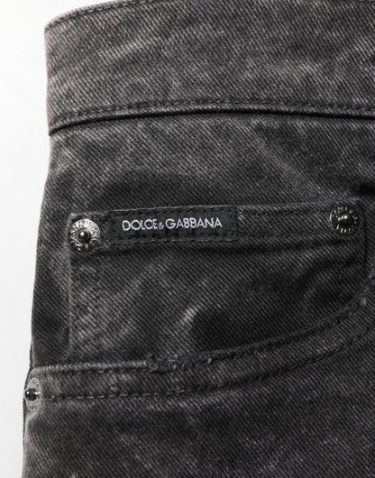 Black Cotton Mid Waist Denim Men Bermuda Short