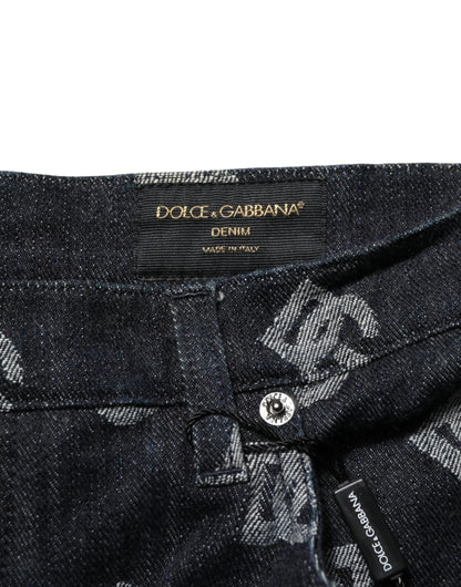 Black Monogram Denim Cargo Men Bermuda Short