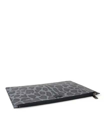 Multicolor Leopard Jacquard Logo Plaque Document Briefcase Bag