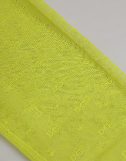 Neon Green Nylon Logo Lace Leggings Pants Underwear