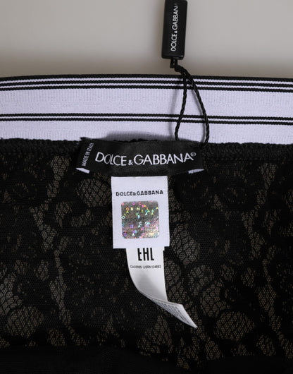 Black Lace Slip Brief Logo Waistband  Underwear
