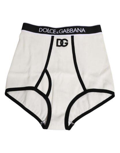 White Cotton Stretch High Waist Culotte Underwear