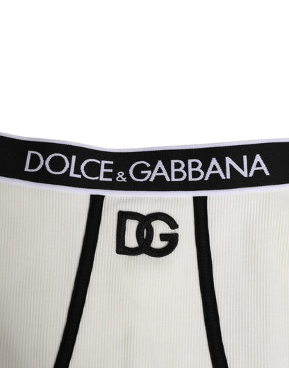 White Cotton Stretch High Waist Culotte Underwear