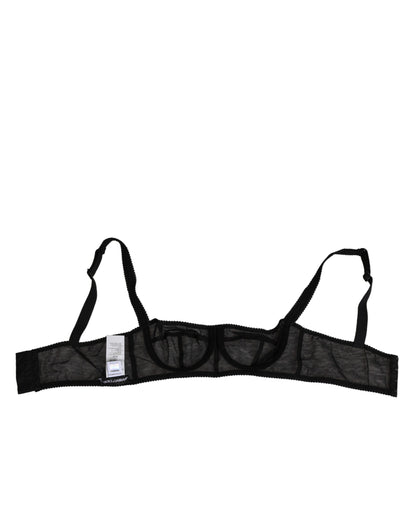 Black Floral Underwired Balconette Bra Underwear