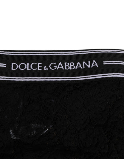 Black Lace Slip Brief Logo Waistband Underwear