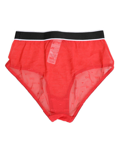 Red Nylon Logo Waistband Brief Panty Underwear