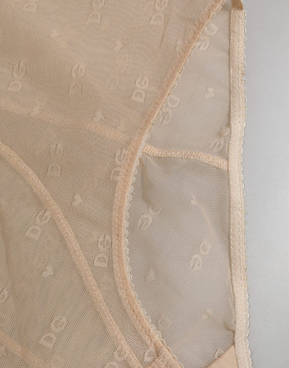 Beige Nylon High Waist Girdle Panty Underwear