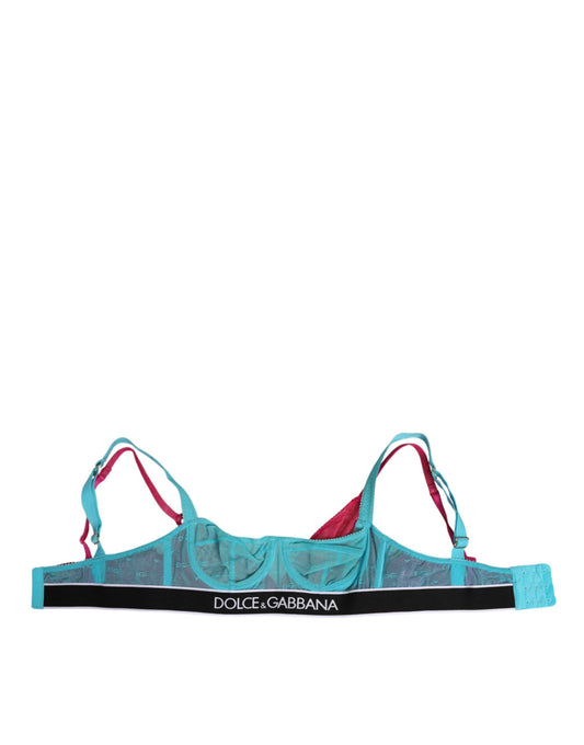 Blue Nylon Soft Cup Balconnet Bra Underwear