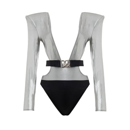 Gray Viscose One-Piece Swimsuit