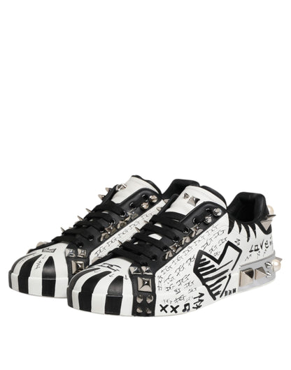 White Portofino Studded Men Sneakers Shoes