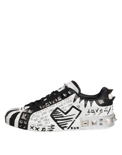 White Portofino Studded Men Sneakers Shoes