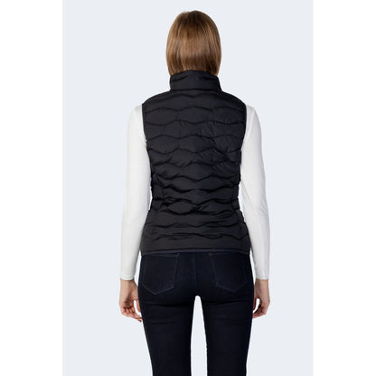 Black Polyester Sleveless Jacket