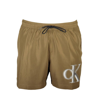Brown Polyester Swimwear