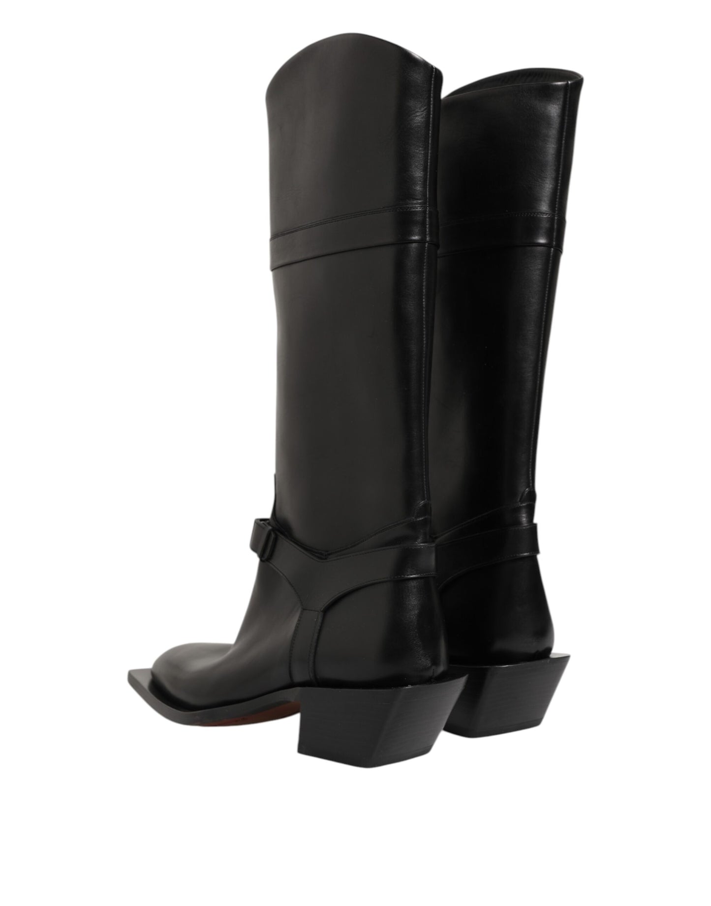 Black Logo Plaque Over The Calf Boot Shoes