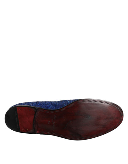 Blue Sequined Loafers Formal Dress Men Shoes