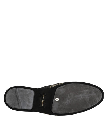 Black Floral Jacquard Slides Slippers Shoes