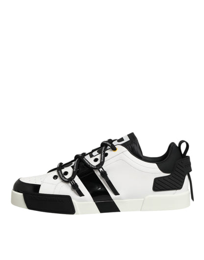 White Leather Logo Portofino Sneakers Shoes