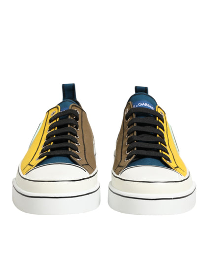 Multicolor Cotton Logo Low Top Sneakers Shoes