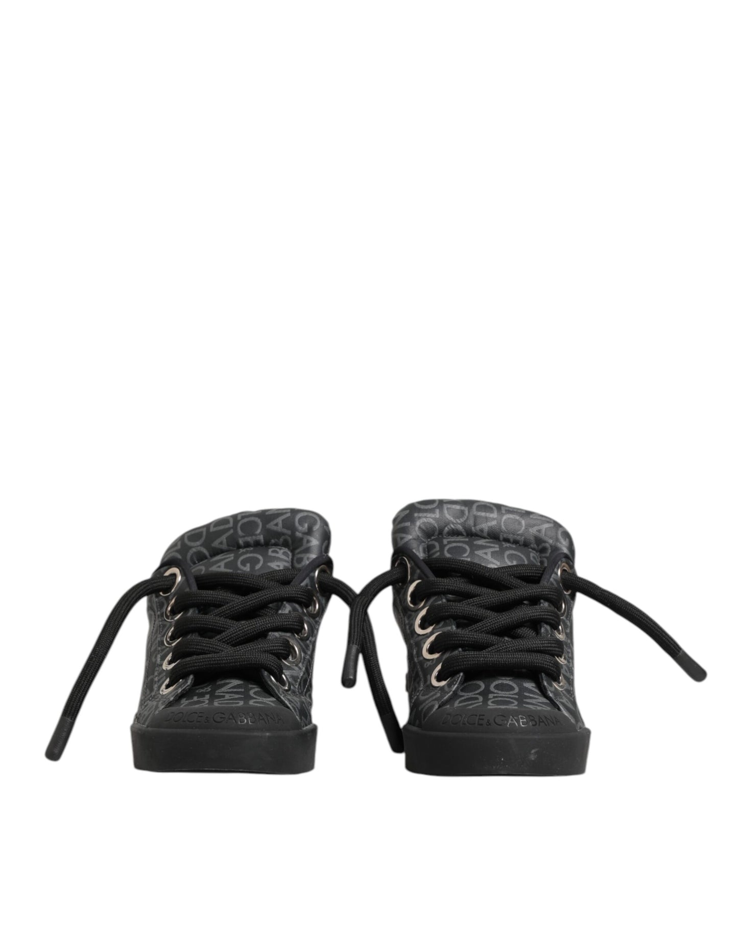 Black Cotton Denim Logo Low Top Sneakers  Shoes