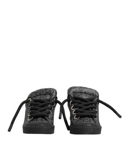 Black Cotton Denim Logo Low Top Sneakers  Shoes