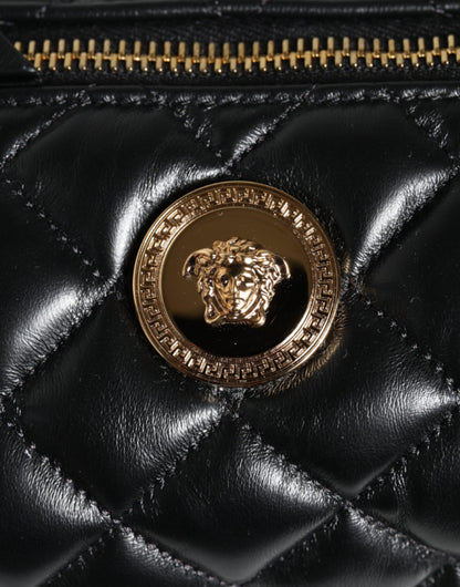 Black Mini Quilted Lambskin Leather Crossbody Sling Borse Bag