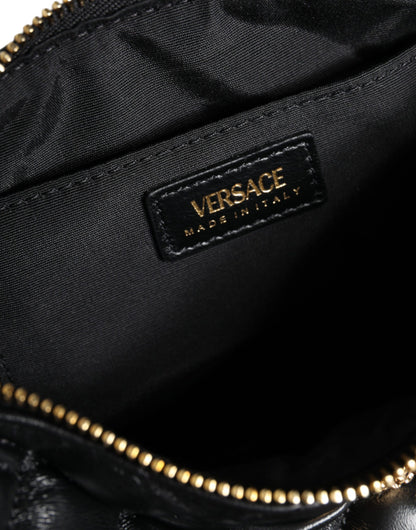 Black Mini Quilted Lambskin Leather Crossbody Sling Borse Bag