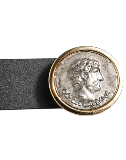 Black Leather Coin Buckle Classic Men Belt
