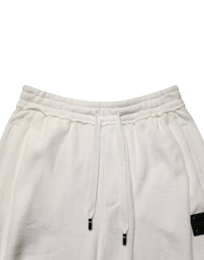 White Cotton Logo Plaque Men Bermuda Shorts