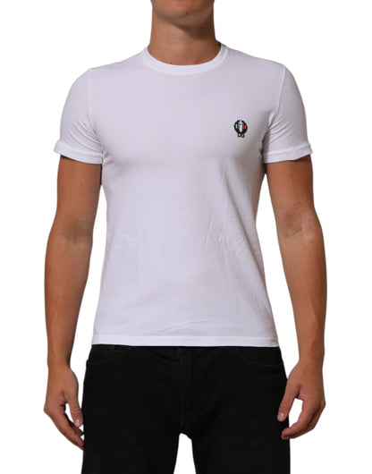White Cotton DG Italia Round Neck Men T-shirt